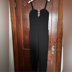NWT Guess Mirra plunging Black Strappy Jumpsuit